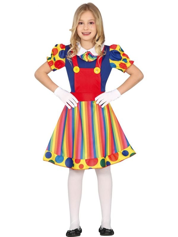 Vrolijke stippen clown jurkje meisje