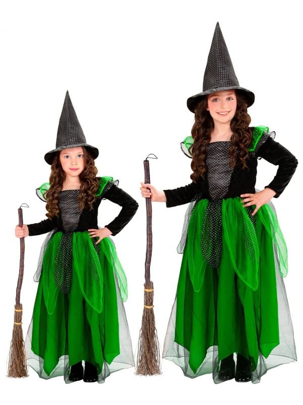 Wicca groene heks jurk kind