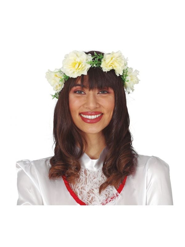 Witte bloemen bruidje hoofdband