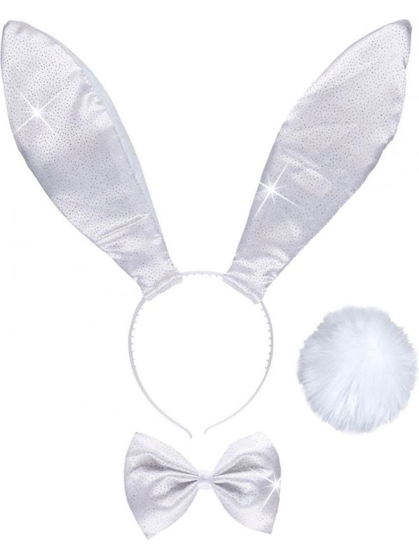 Witte glitter konijn accessoires