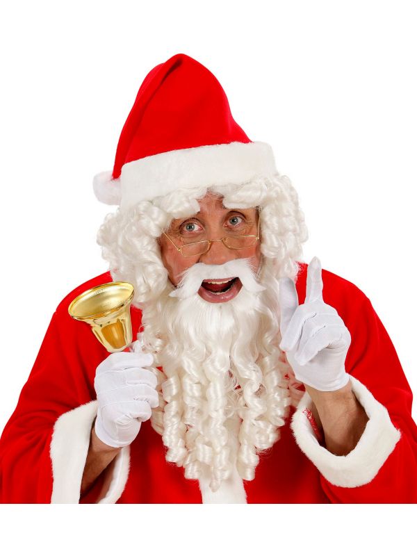 Witte luxe kerstman pruik met baard, snor en wenkbrauwen