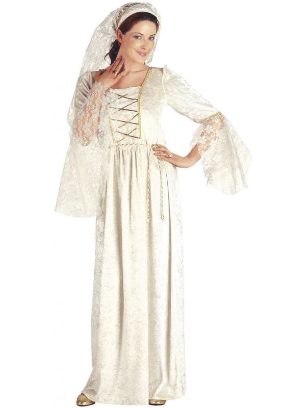 Witte middeleeuwse schone kostuum