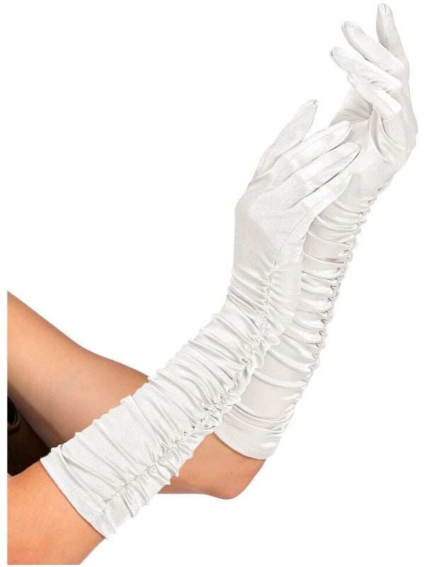 Witte plisse handschoenen