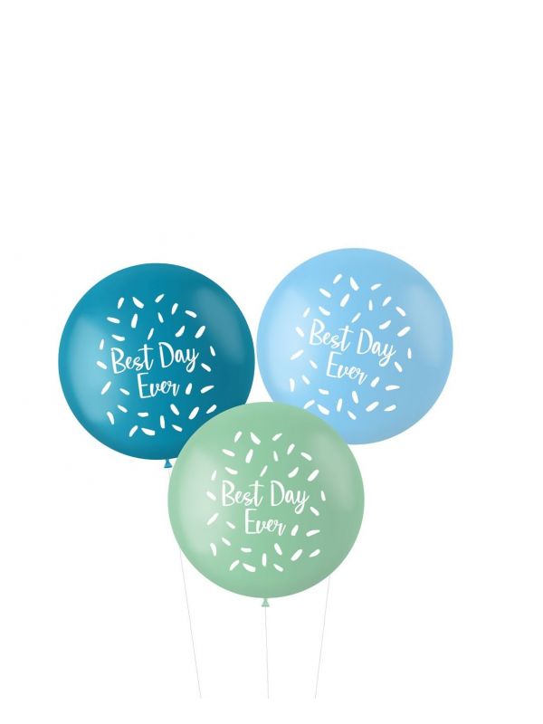 XL ballonnen best Day ever blauw 3 stuks
