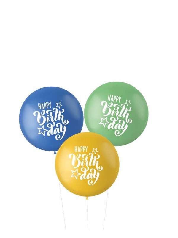 XL ballonnen happy Birthday groen blauw 3 stuks