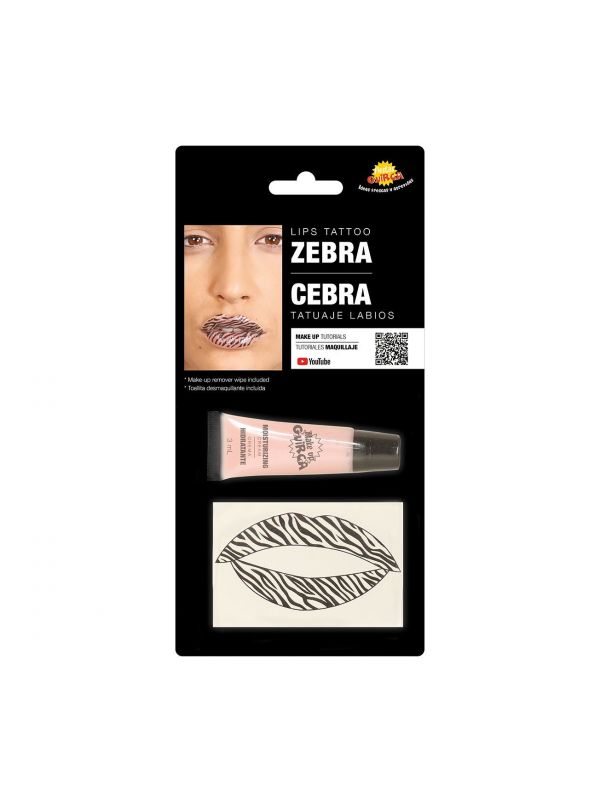 Zebraprint lip tattoo
