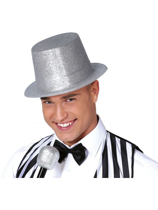 Zilver glitter hoge hoed budget