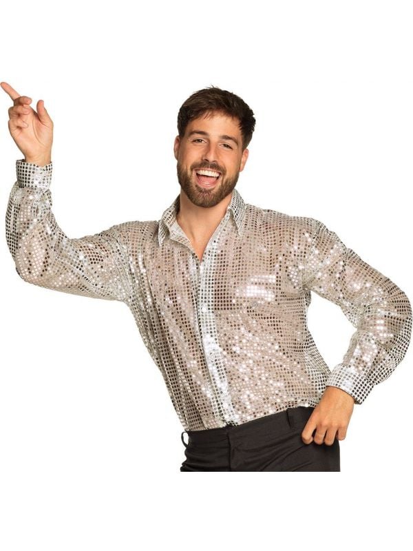 Zilver pailletten disco blouse