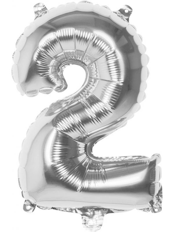 Zilveren folieballon cijfer 2
