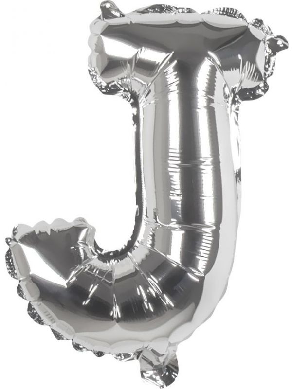 Zilveren folieballon letter J