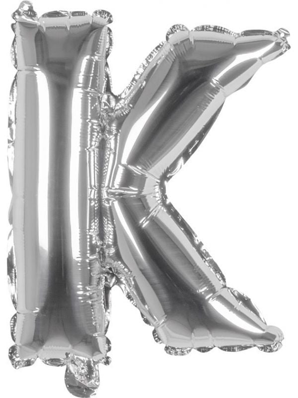 Zilveren folieballon letter K