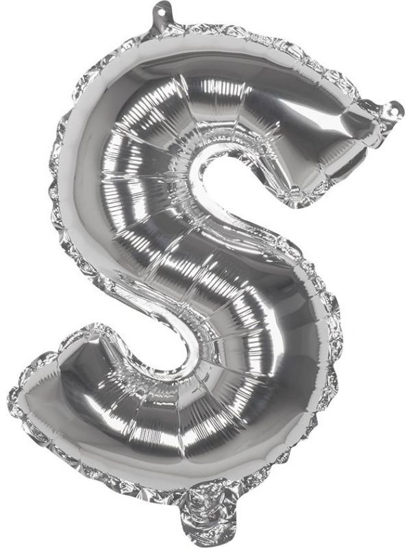 Zilveren folieballon letter S