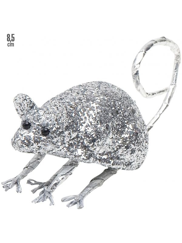Zilveren glitter muis