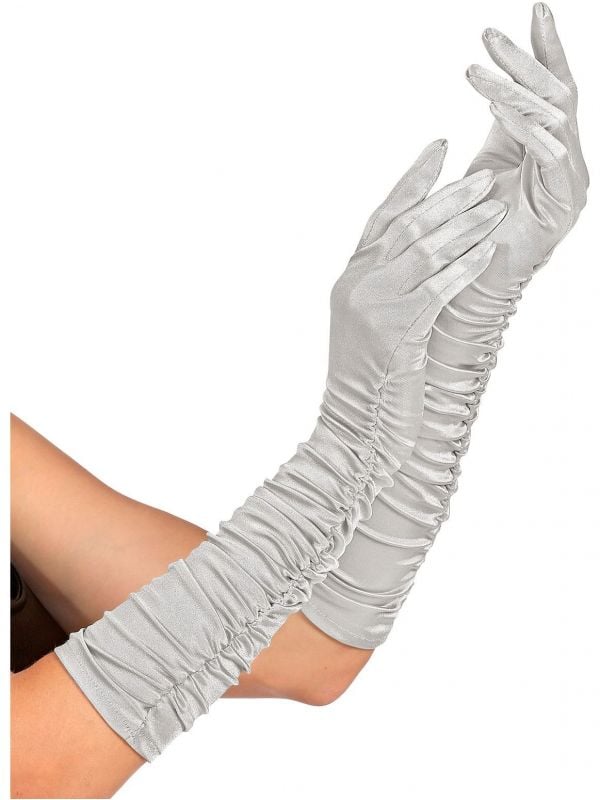 Zilveren plisse handschoenen