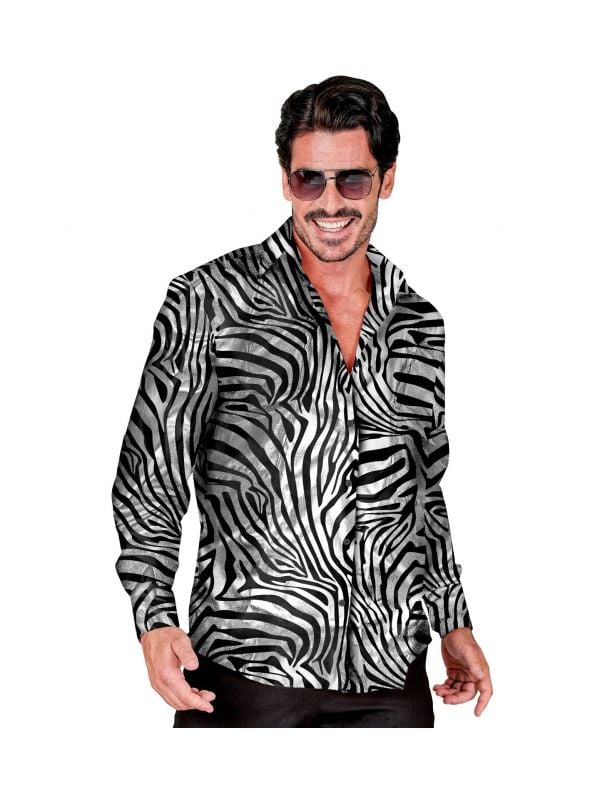Zilveren tijgerprint blouse heren