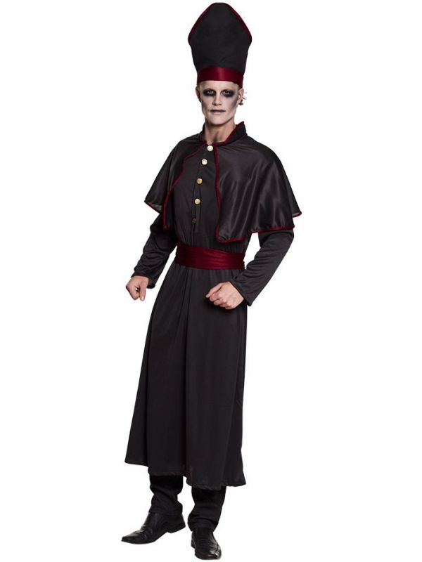Zombie zwarte priester kostuum