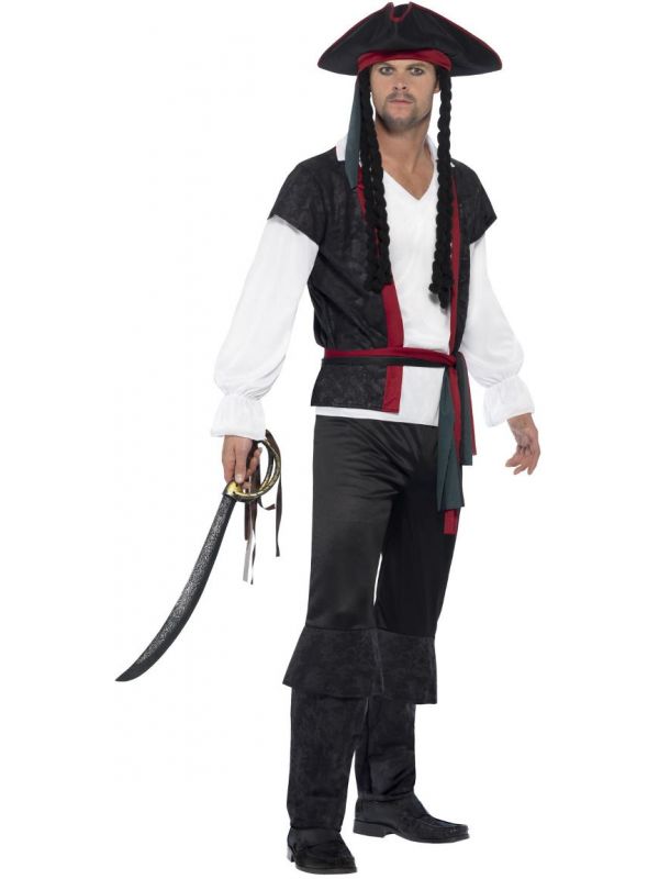 Zwart kapiteins kostuum piraat
