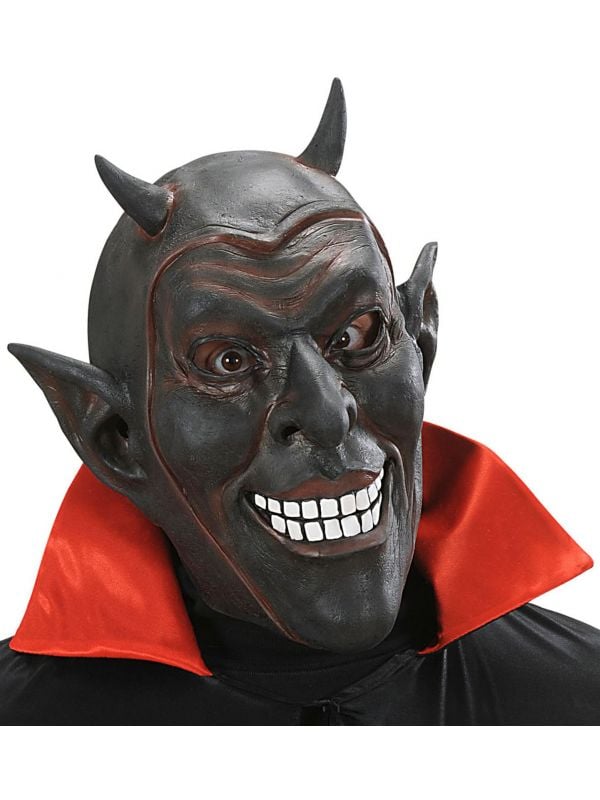 Zwart lachend duivel masker
