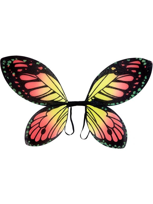 Zwart-oranje-gele vlinder vleugels kind