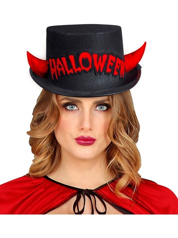 Zwart-rode hoge halloween hoed