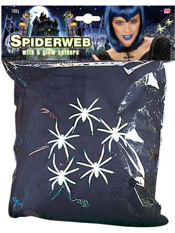 Zwart spinnenweb met 5 spinnen