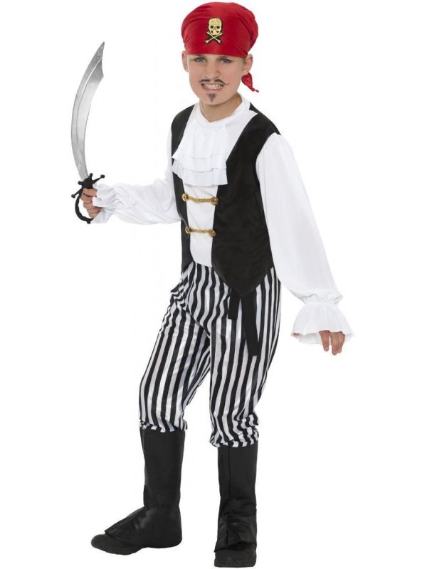 Zwart witte piraten kind outfit