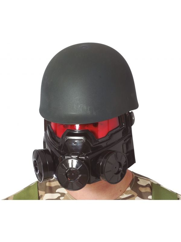 Zwart zombie gasmasker met helm