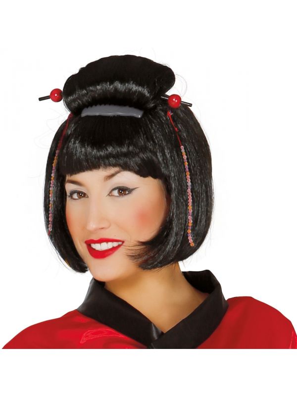 Zwarte geisha nori pruik