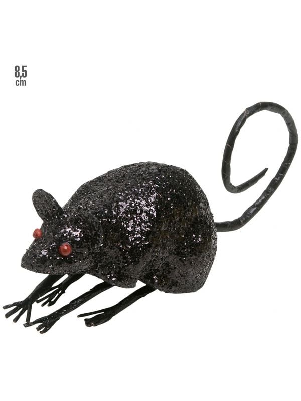 Zwarte glitter muis