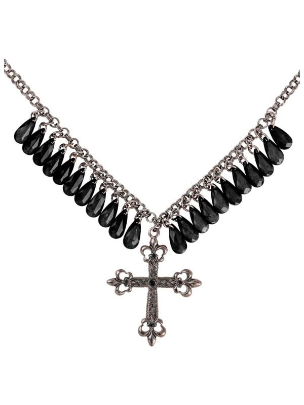 Zwarte gothic kruis ketting