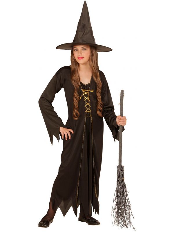 Zwarte heksen jurk kind