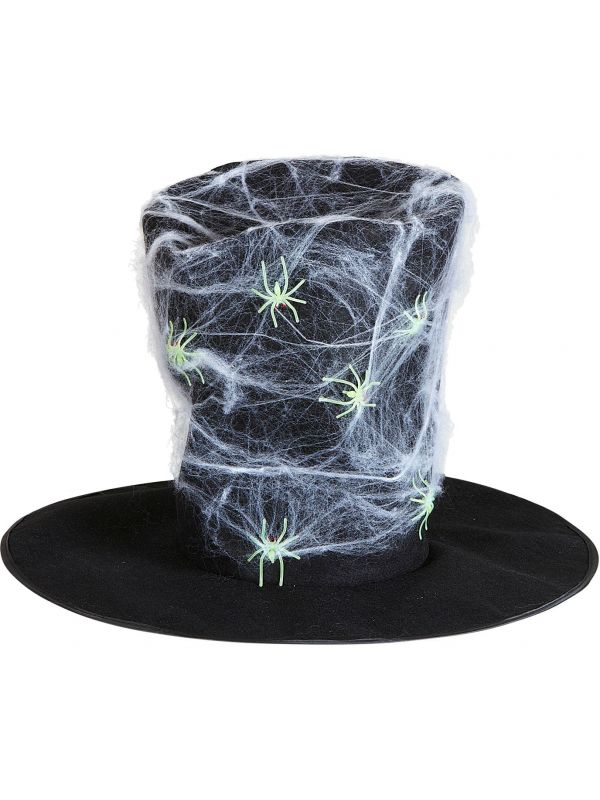Zwarte hoge heksenhoed met spinnenweb