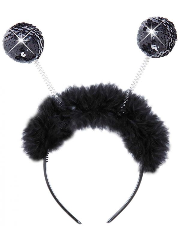 Zwarte hoofdband met pailletten antennes