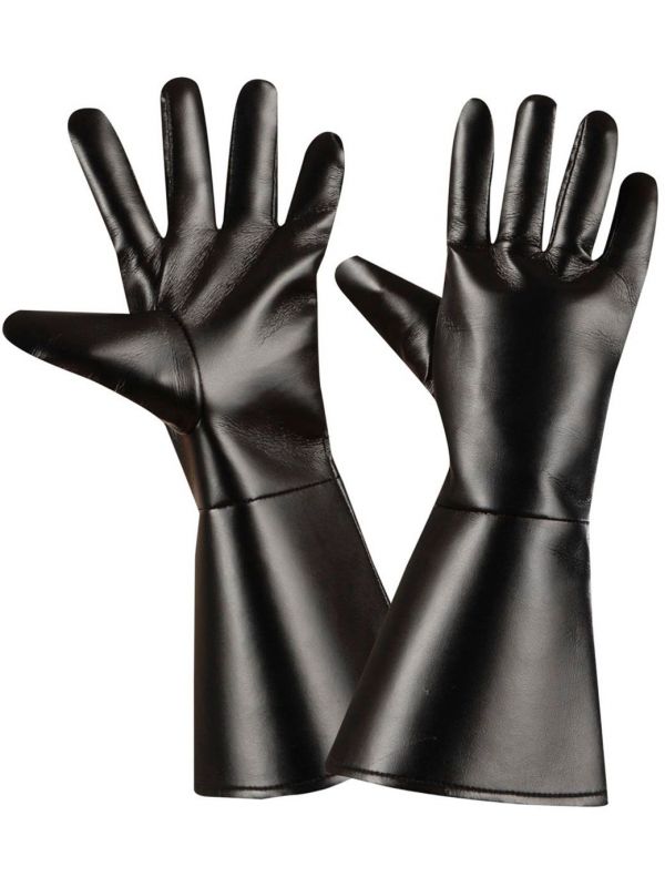 Zwarte lederlook handschoenen
