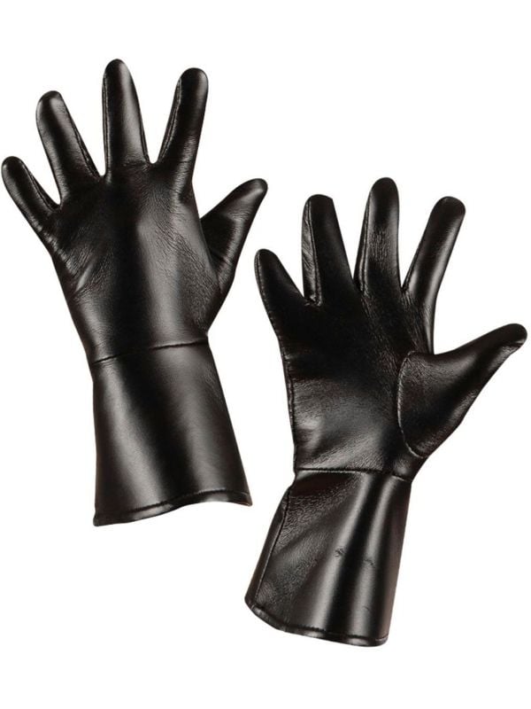 Zwarte lederlook handschoenen kind
