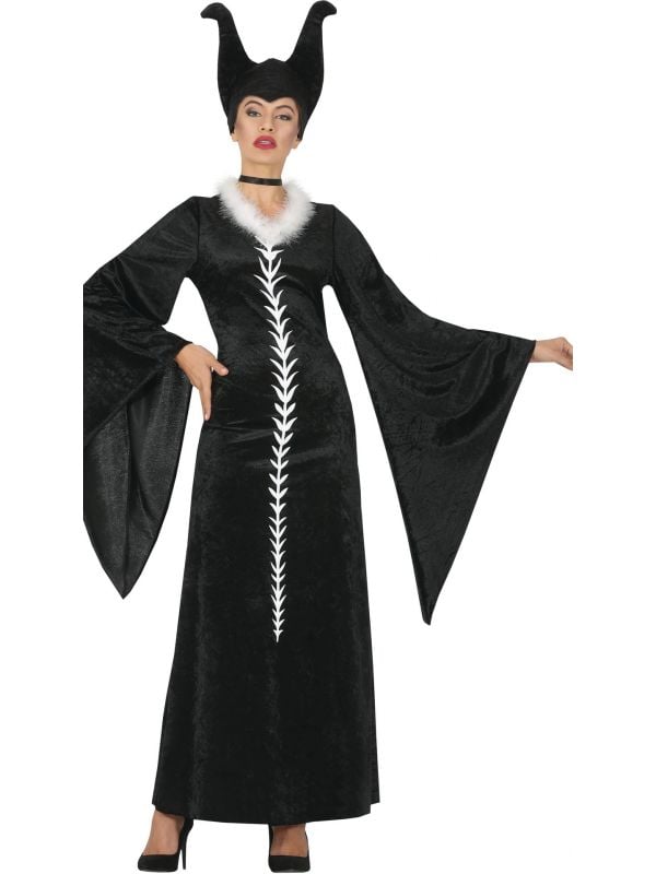 Zwarte maleficent heks jurk
