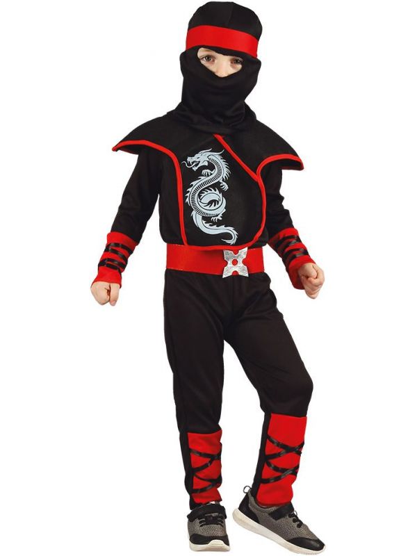 Zwarte ninja draken outfit kind