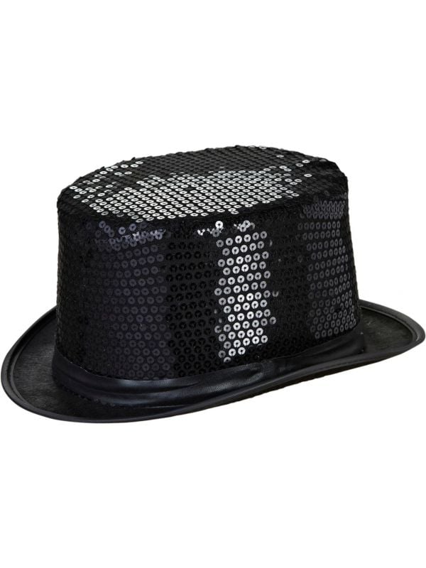 Zwarte pailletten hoge hoed