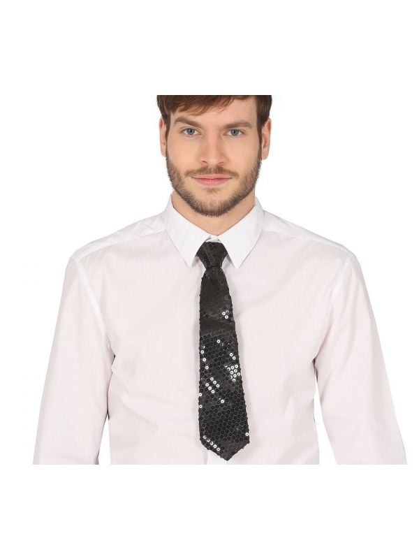 Zwarte pailletten stropdas