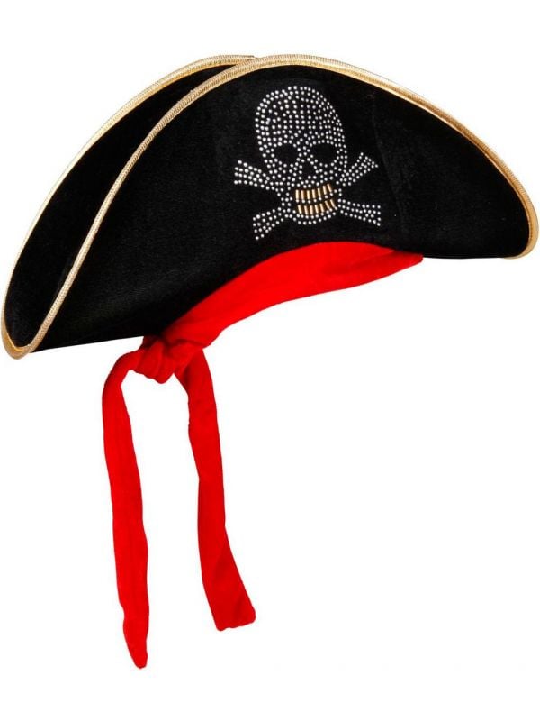 Zwarte piraten bicorn hoed met bandana