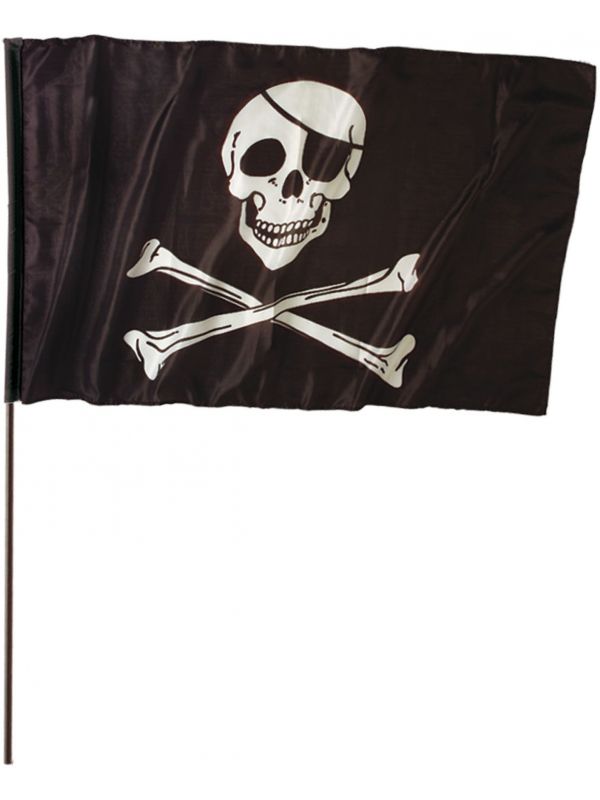 Zwarte piratenvlag met stok
