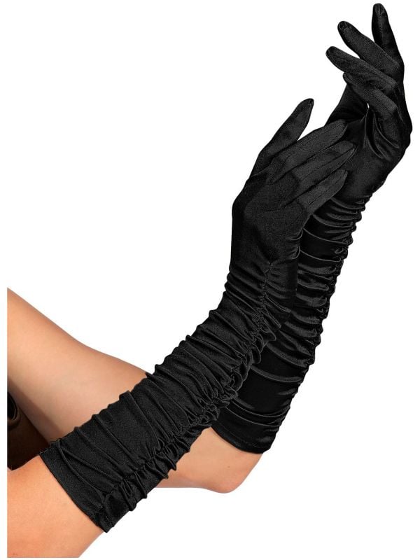 Zwarte plisse handschoenen