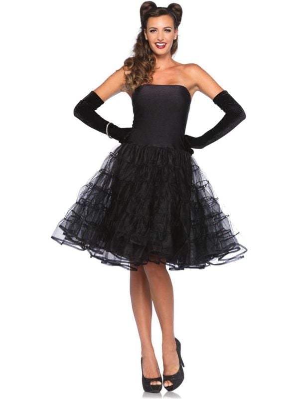 Zwarte Rockabilly jurk met tule