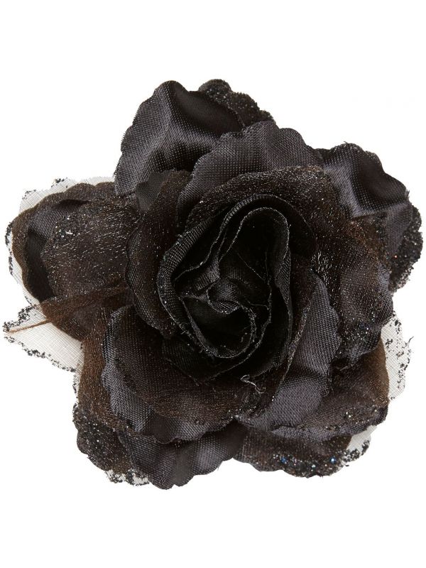 Zwarte roos haarclip
