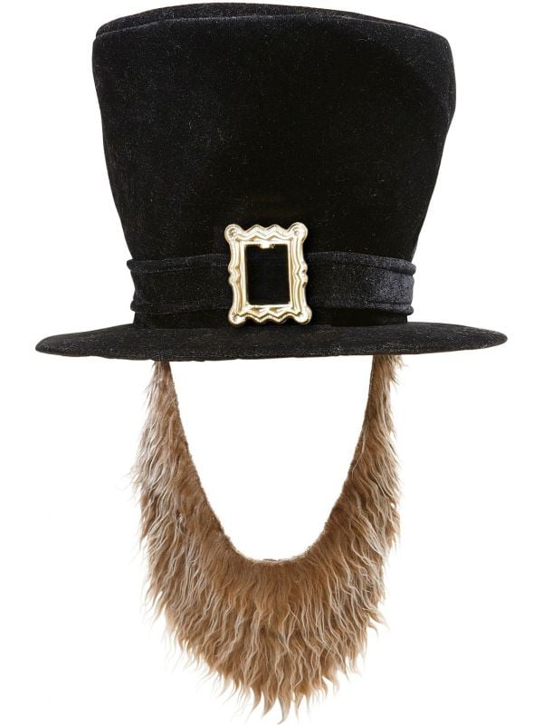 Zwarte St. Patricksday hoed met bruine baard