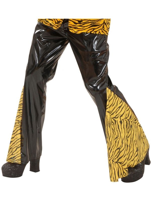 Zwarte tijger print vinyl broek