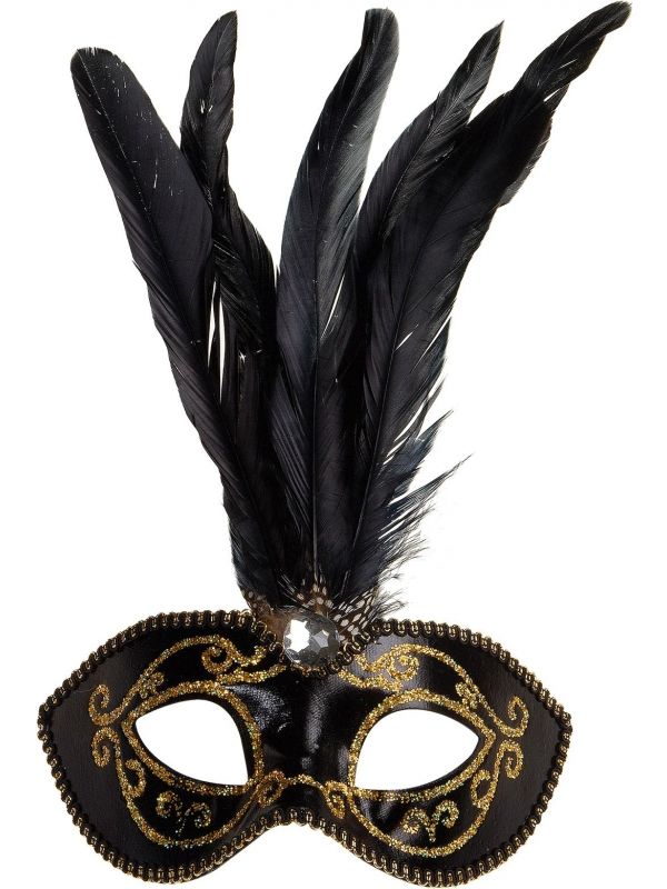 Zwarte venetiaanse carnival oogmasker