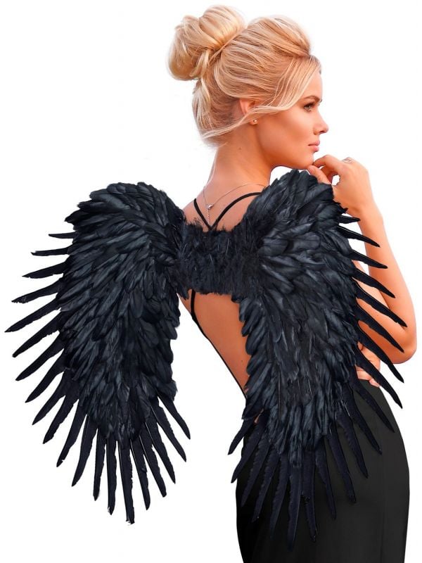 Zwarte veren engel vleugels