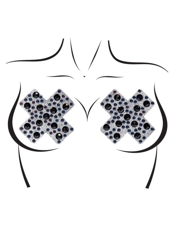 Zwarte X nipple jewel stickers