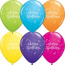 100 meerkleurige happy birthday ballonnen 13cm